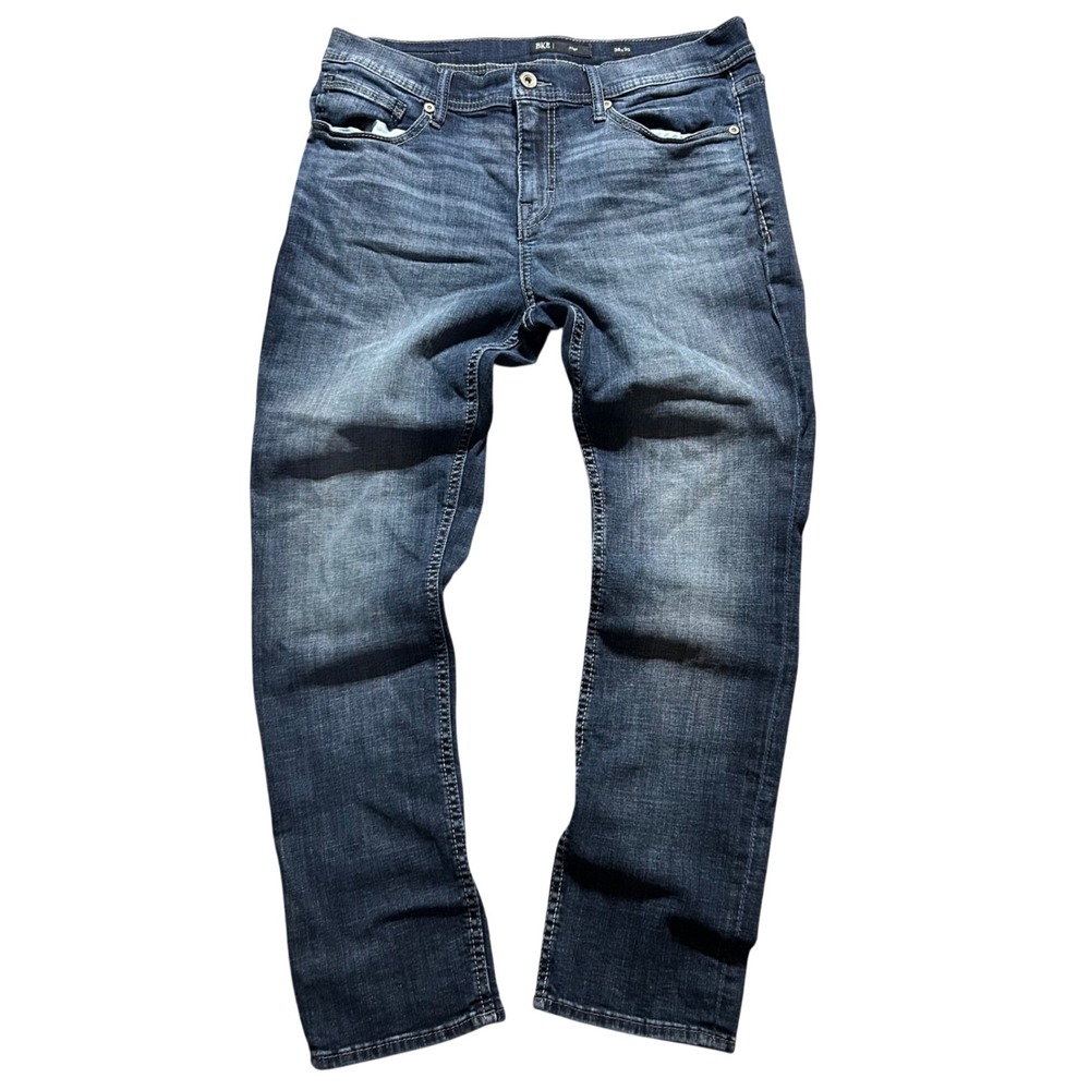 BKE Alec Jeans Mens 36x30 Blue Medium Wash Straight Stretch Denim Distressed
